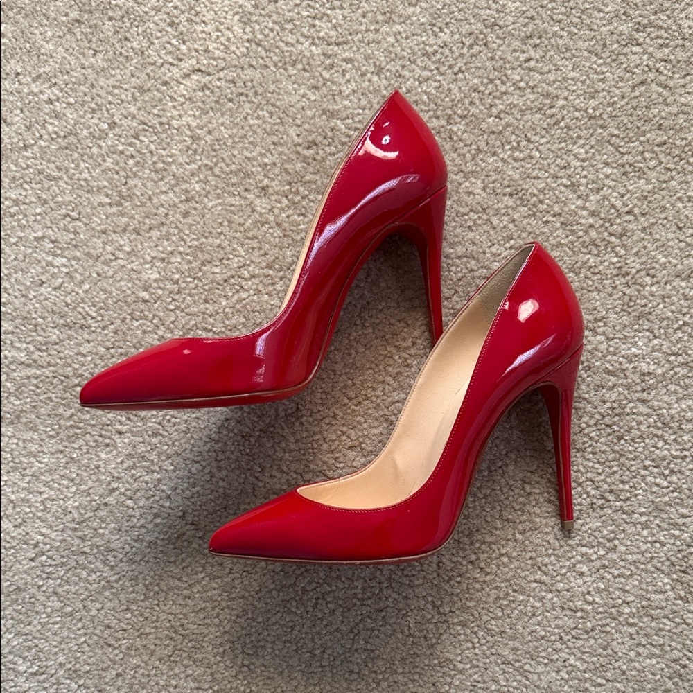Louboutin Pigalle Red Patent Pointed-Toe Stilettos